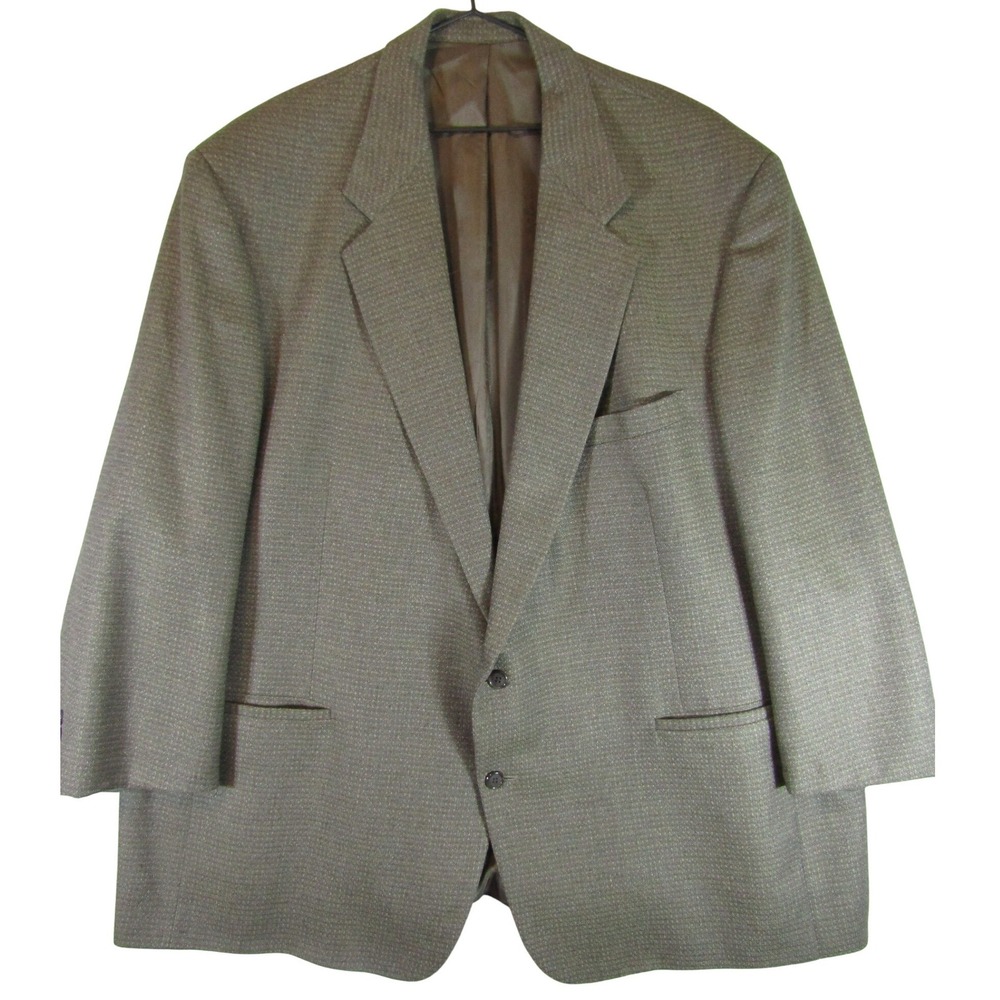 Turnbury Wool Blazer Mens XL Brown Good Vintage Made in USA Micro Check Jacket